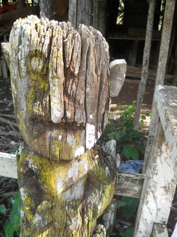 A guardian deity protects the entry to a Dayak Taman longhouse / Johan Weintré Using old resources in new ways